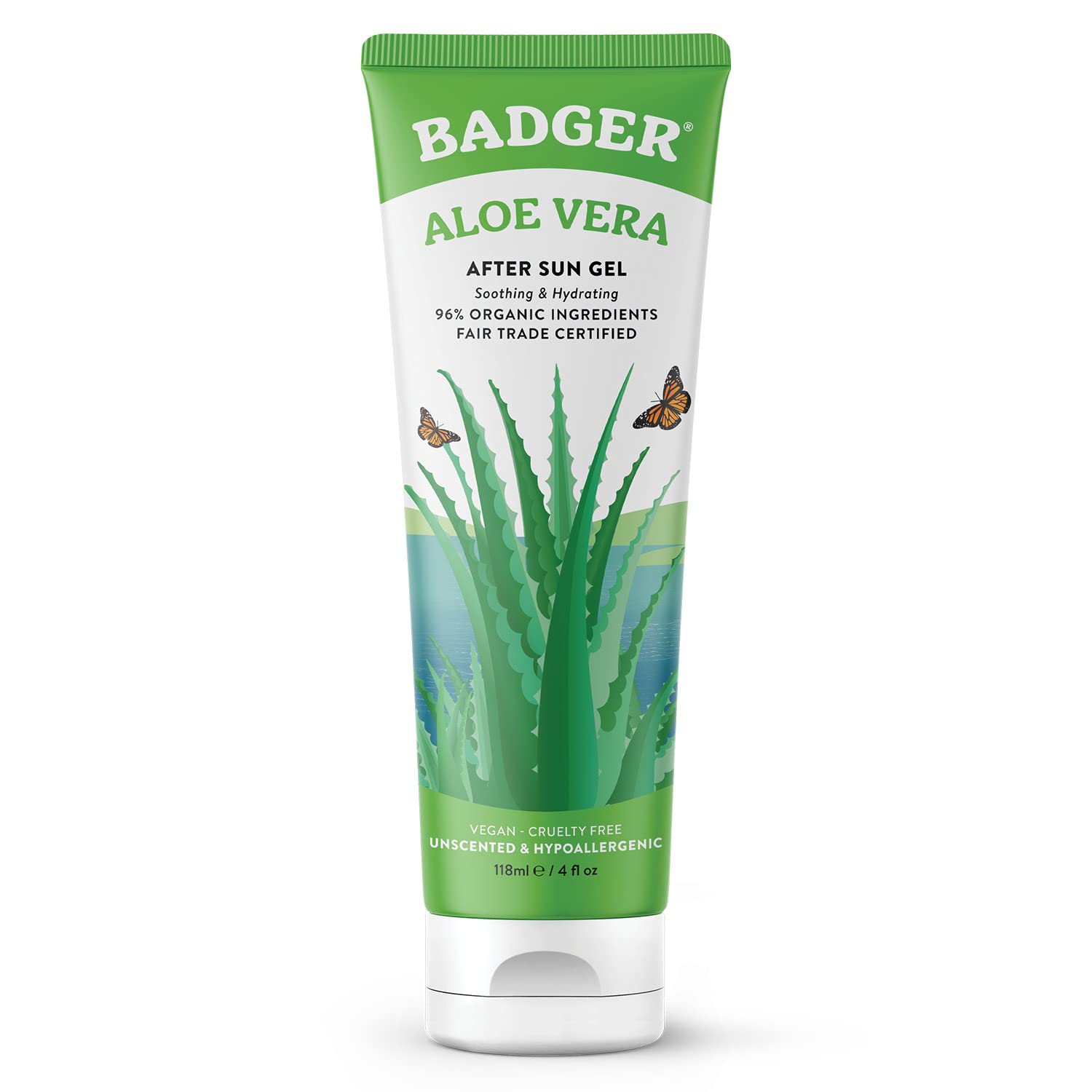 Badger Company, Aloe Vera Gel, Unscented, 4 fl oz (118 ml)